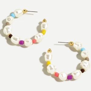 J. Crew RETAIL rainbow pop pearl hoop earrings.